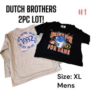 DUTCH BROTHERS 2Pc LOT SzXL Drink One For Dane Stay You Stay True Graphic Shirts